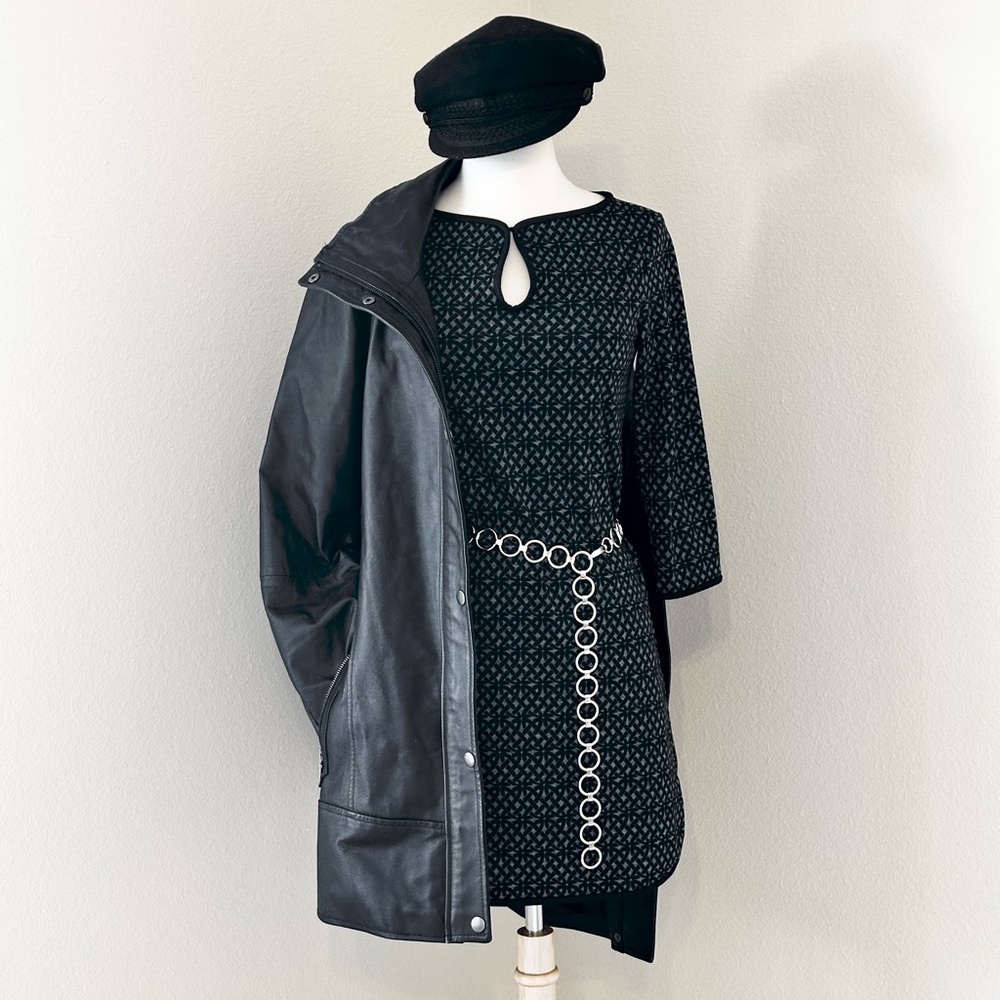 Black and Gray Mod Mini Shift Dress